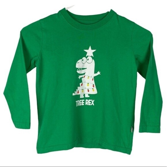 Christmas Boys's Shirt 3T Green Tree Rex Long Sleeve Shirt - Picture 1 of 7